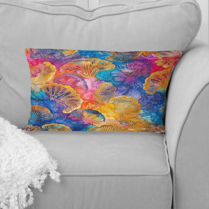 Bleu et jaune Modern Sea Treasures - Coussin lombaire moderne