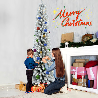 Arbre de Noël 6 pi avec 150 lumières DEL - Arbre en PVC mince avec 358 pointes, support en métal, conception compacte et facile à installer
