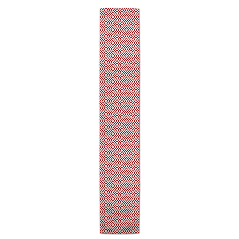 Chemin de table en losanges pointillé Nalston, 72 po x 16 po, Rouge, Ikat