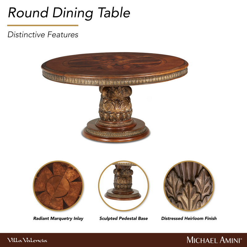 Villa Valencia Round Solid Wood Dining Table
