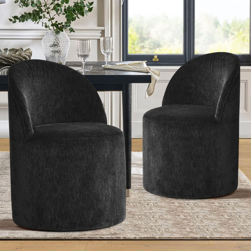 Chaise roulante rembourrée roulante en chenille avec roulettes cachées (ensemble de 2), Noir