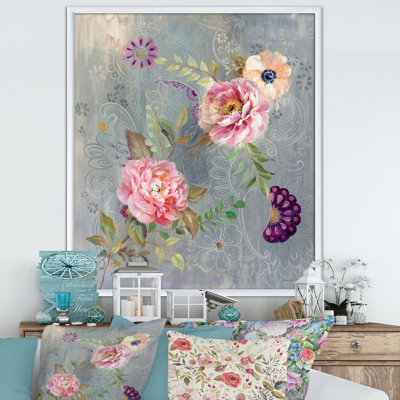 " Peonies And Paisley " Painting Print