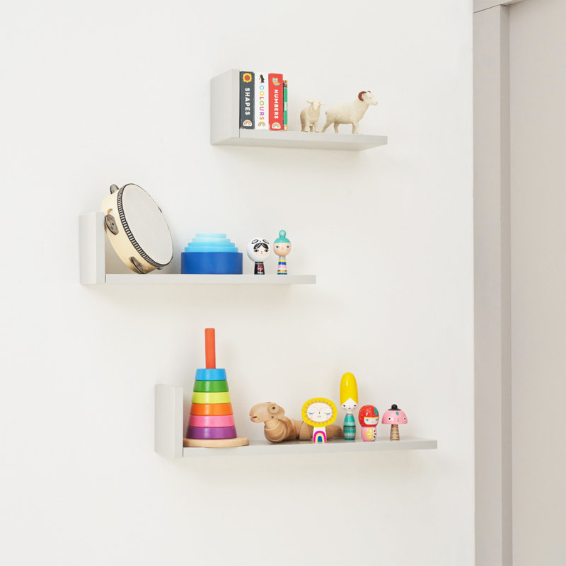 Tutti Bambini Rio 3 Piece  L-Shaped Wall Shelves Set, Dove Grey