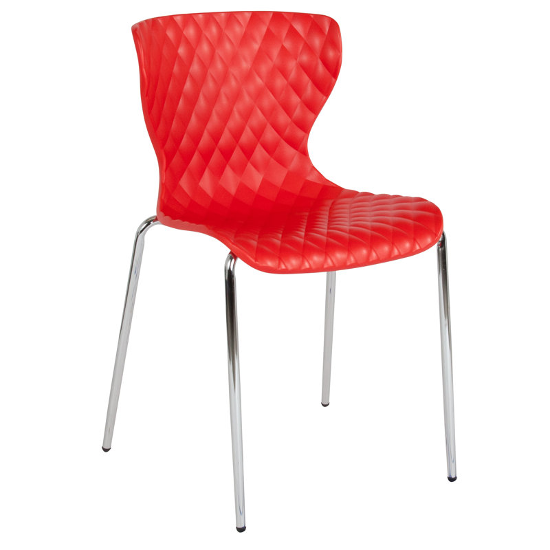 Lowell Contemporary Design Plastic Stack Chair, Red, 1