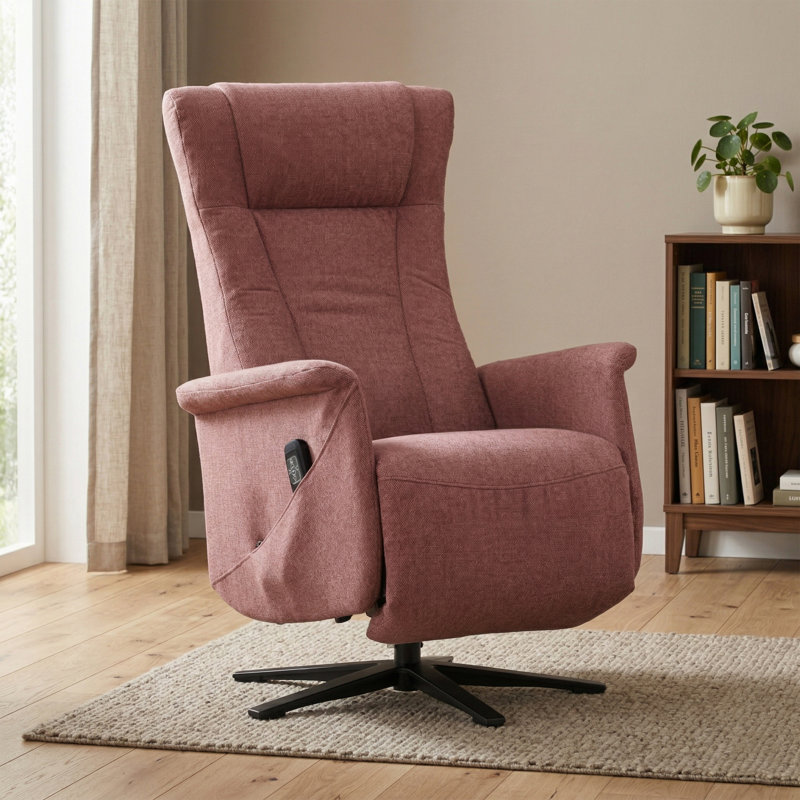 Chaput 69cm Wide Swivel Lounge Chair, Reclining, Rose Polyester Blend