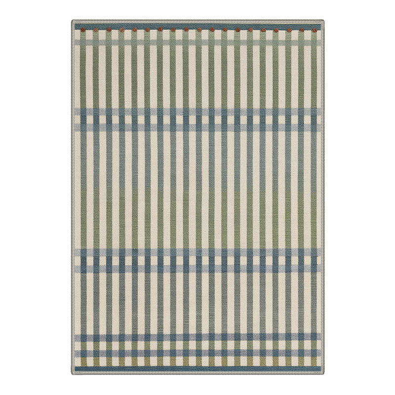 Abdellah Modern Plaid Machine Washable Green/Blue/Beige Indoor Area Rug with Non-Slip Backing, Rectangle 8' x 10'