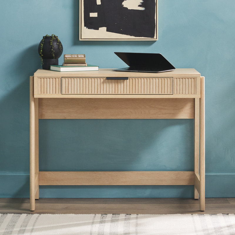Jorah Reeded Lift-Top Desk with Drawer, Coastal Oak
