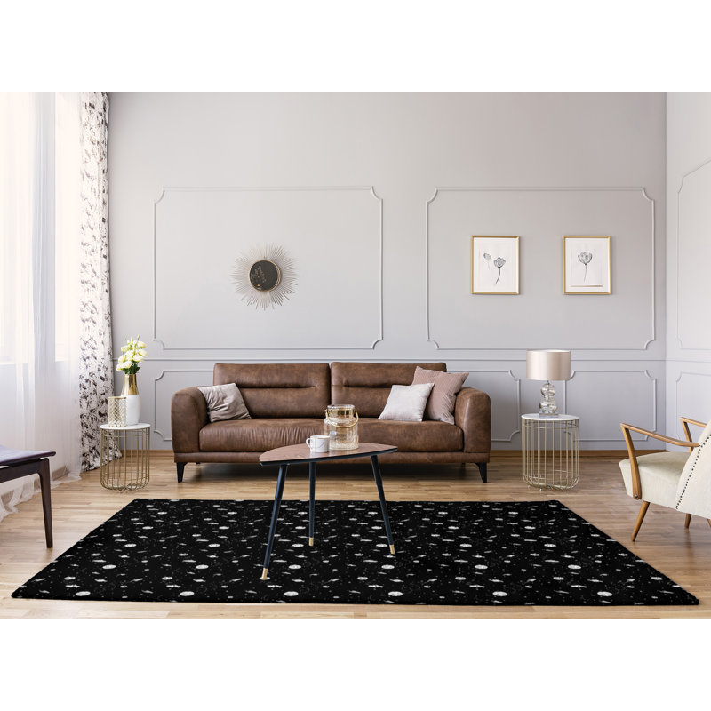 Espace extérieur noir/blanc tapis, Rectangle 9 pi x 12 pi