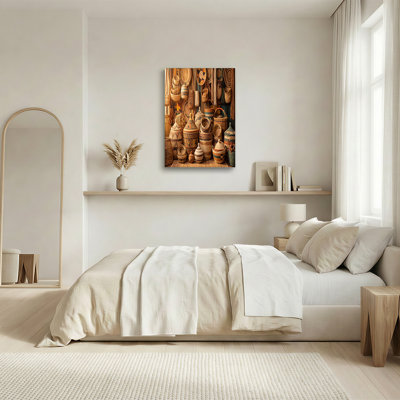 Art mural sur toile avec paniers traditionnels tissés avec motifs géométriques