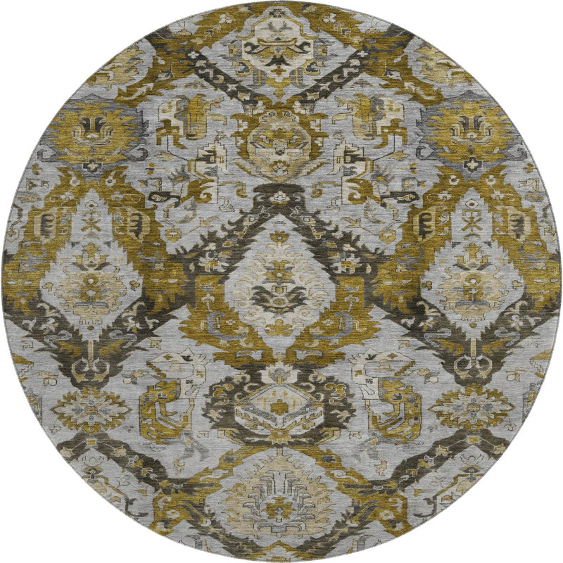 Premium Machine Washable Ashlynn Panels Rug, Round 8'
