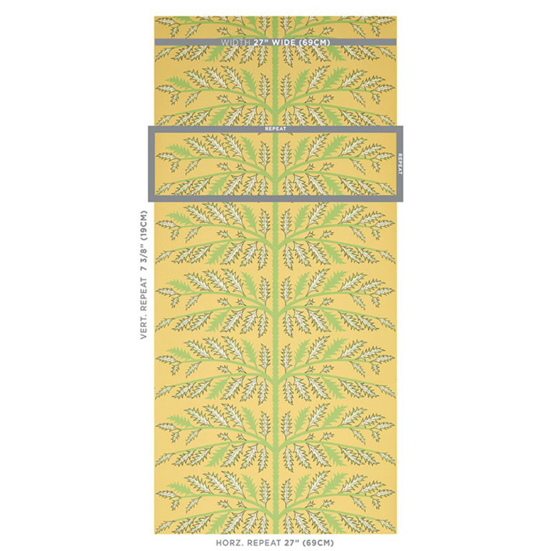 Papier peint Schumacher x Neisha Crosland Thistle, Moutarde