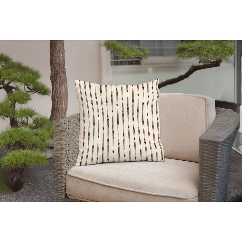 Coussin décoratif en bambou, Carré 20 po, Rouge vin