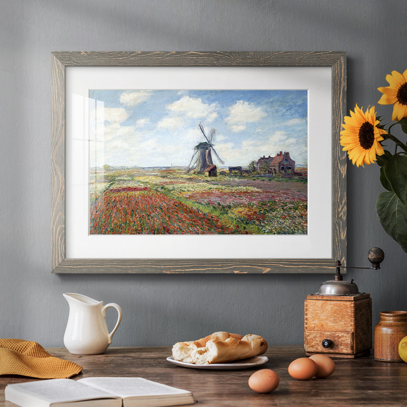 Tulipes des Pays-Bas - reproduction encadrée rustique avec tableau mat, Gris, H 18 po x l 26 po x P 1,5 po