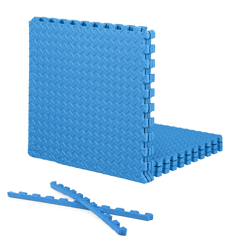 Tapis d'exercice à emboîtement en mousse CAP, losanges 24 pi. Ca., TATAMI, carreaux en T de 3/4 po d'épaisseur, Bleu-diamant