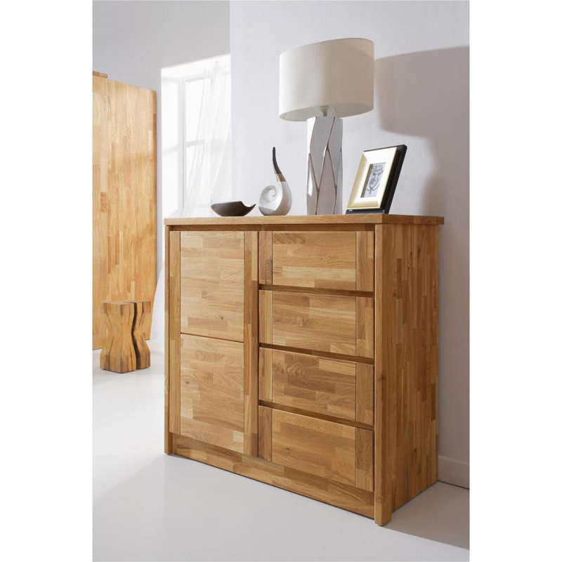 Filley Solid Wood 104.6 cm W Chest of 4 Drawers, Brown