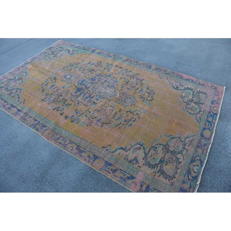Tapis jaune classique en laine 60,2 x 97,6 pouces
