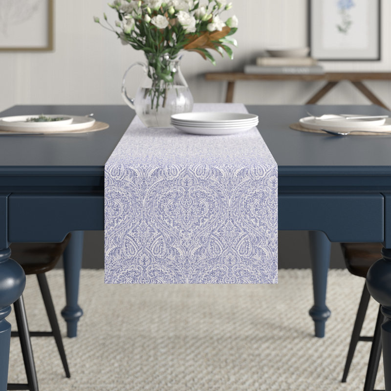 Desiree Blue Cotton Cotton Table Runner