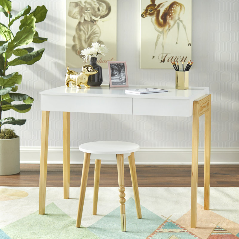 Abduh Desk and Stool Set, White