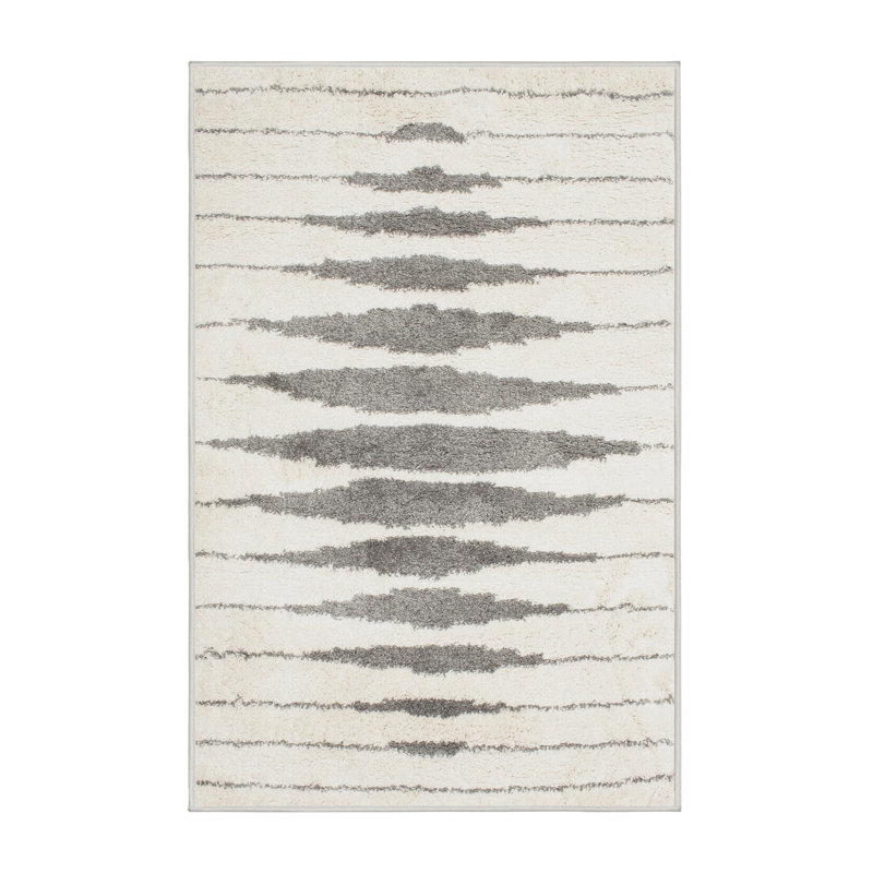 Tapis contemporain gris / noir, Rectangle 2 pi x 4 pi
