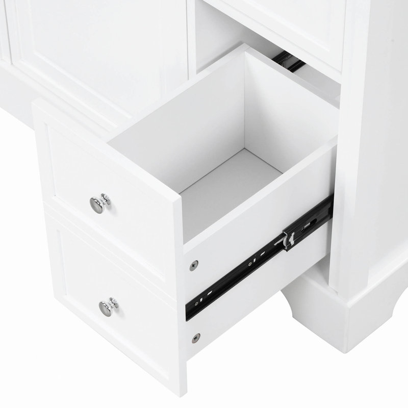Meuble-lavabo 30 po avec comptoir, meuble-lavabo avec porte et deux tiroirs, planches en panneau de fibres à densité moyenne, bois massif, un paquet
