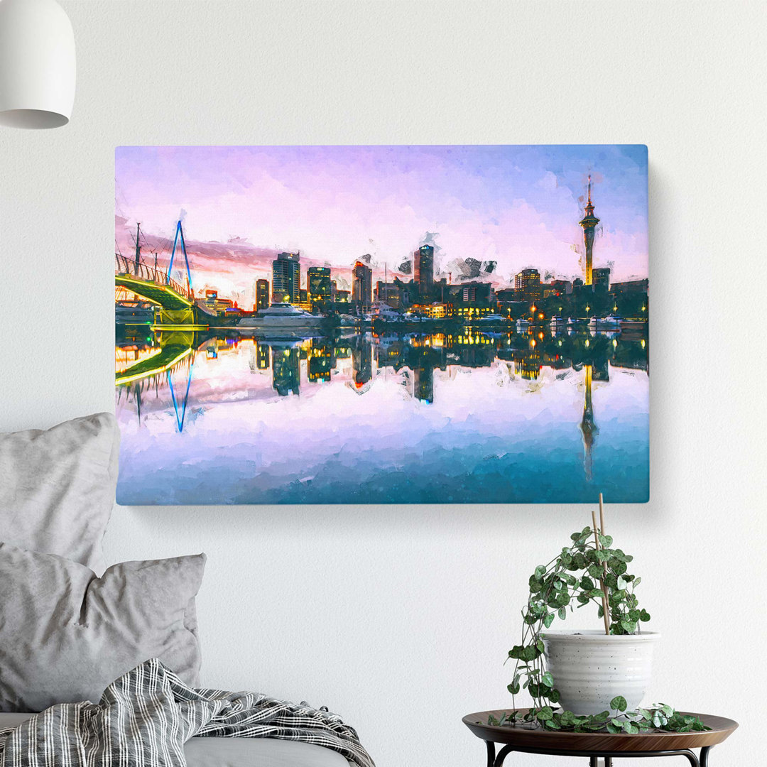 Auckland Skyline in New Zealand - Wrapped Canvas