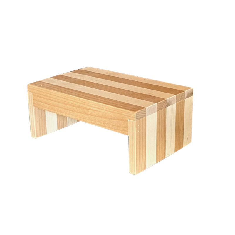 Escabeau moderne en bois et cerisier noyer, Érable / noyer