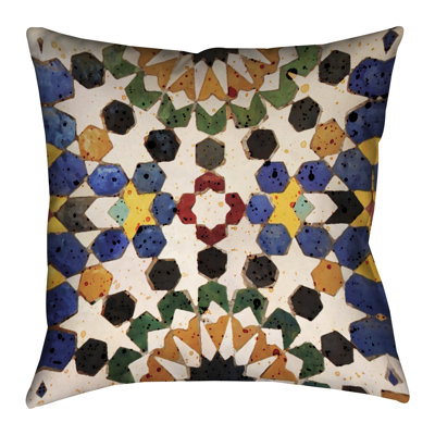 Spanish Tile Outdoor Reversible Throw Pillow