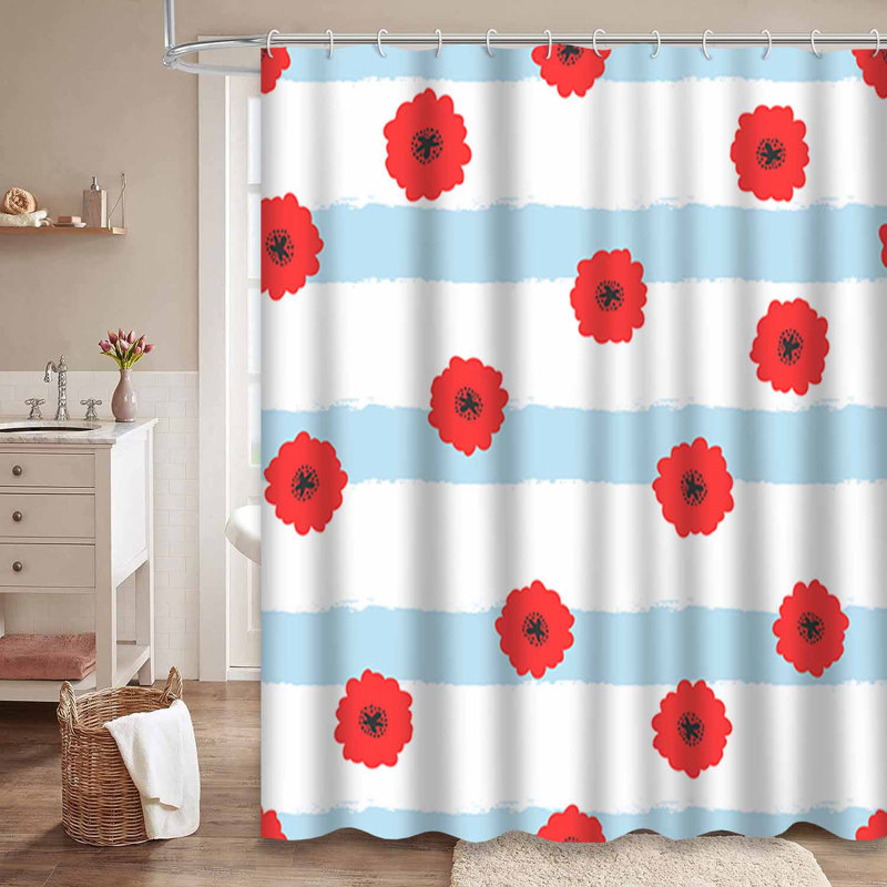 Rideau de douche abstrait à motif floral rayé abstrait avec 12 crochets, L 72 po x l 84 po