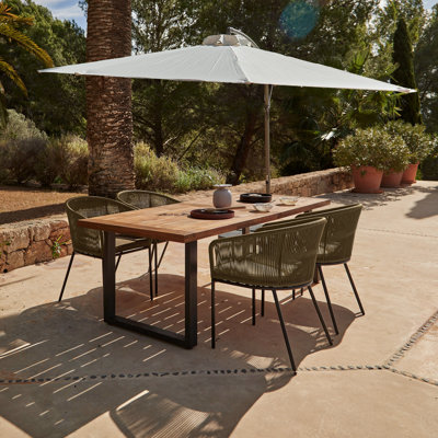 4 Seater Wooden Outdoor Dining Set 175cm