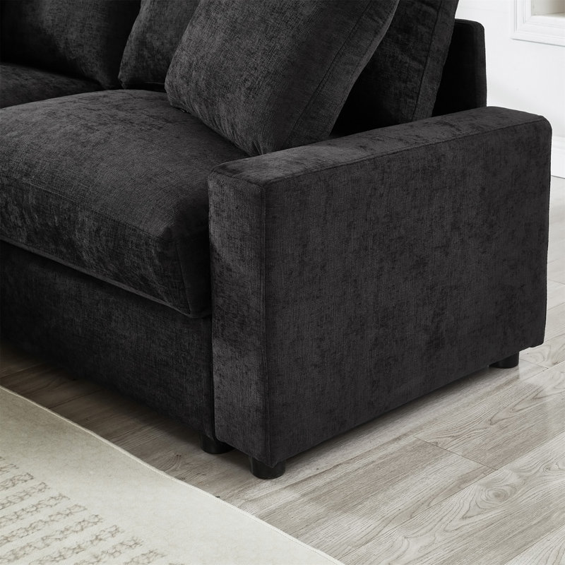 Canapé modulaire 72,05 po L, Polyester noir