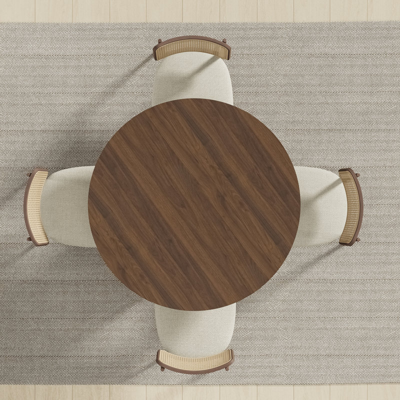 Solid Wood Dining Table Round Pedestal Kitchen Table, Walnut, 30”H x 46”L x 46”W