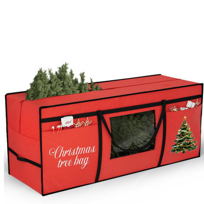 PVC Window 600D Oxford Christmas Tree Bag 7.5FT Exterior Pockets Reinforced Handles Dust Proof