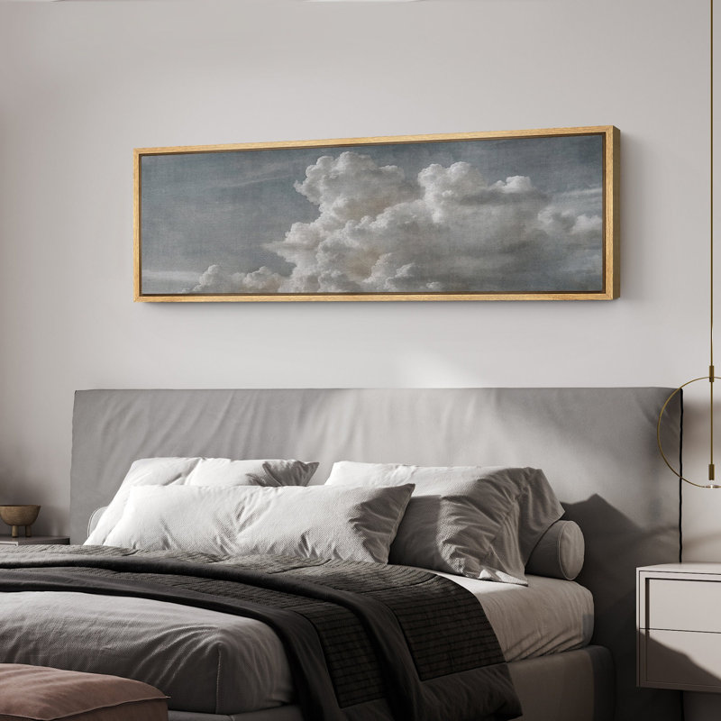 Décoration murale de salon gris, nuages, ciel, classique, minimaliste, relax et calme, Naturel, H 20 po x l 60 po