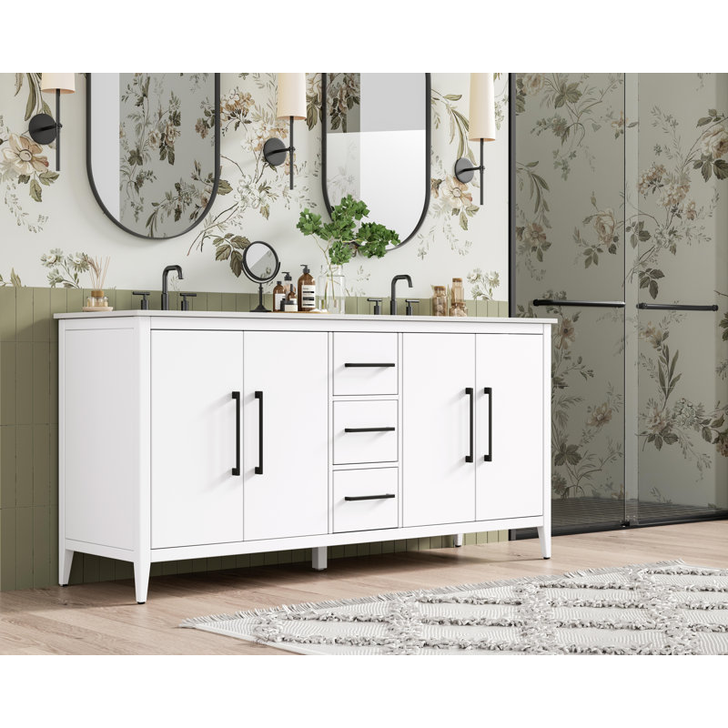 Meuble-lavabo double 72 po, Blanc