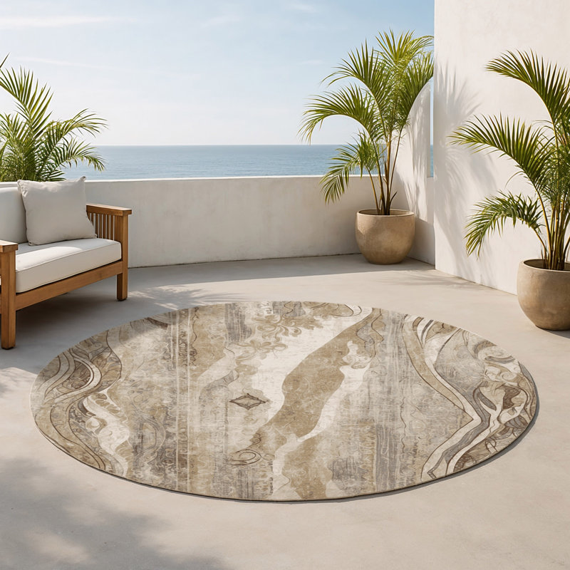 Tapis intérieur et extérieur Wisps Of Warmth, Rond 5 pi