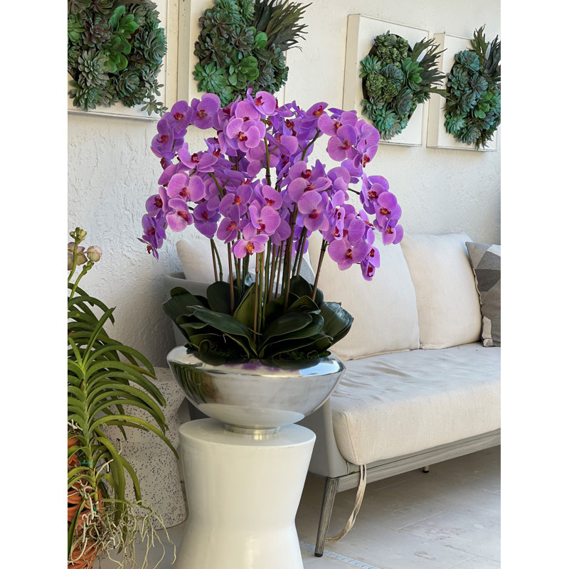 Orchid Floral Arrangement in Planter, Light Purple