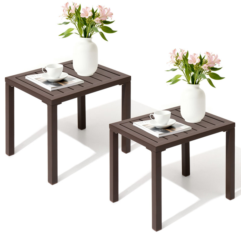 Table d'appoint rectangulaire en aluminium, Brun