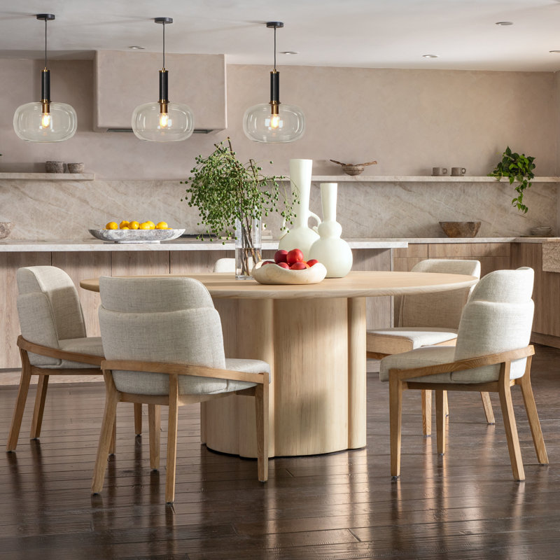 Jacquelyn Elm Upholstered Dining Chair, Off-white, White, Beige