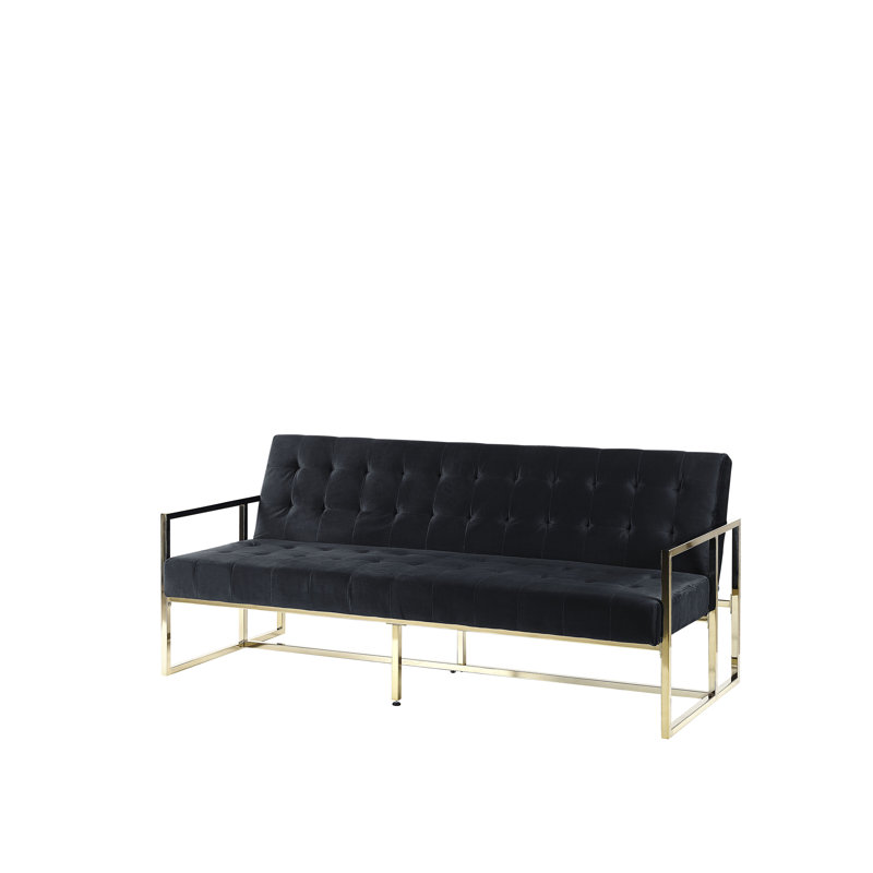 Ballou 3 Seater Velvet Sleeper, Black
