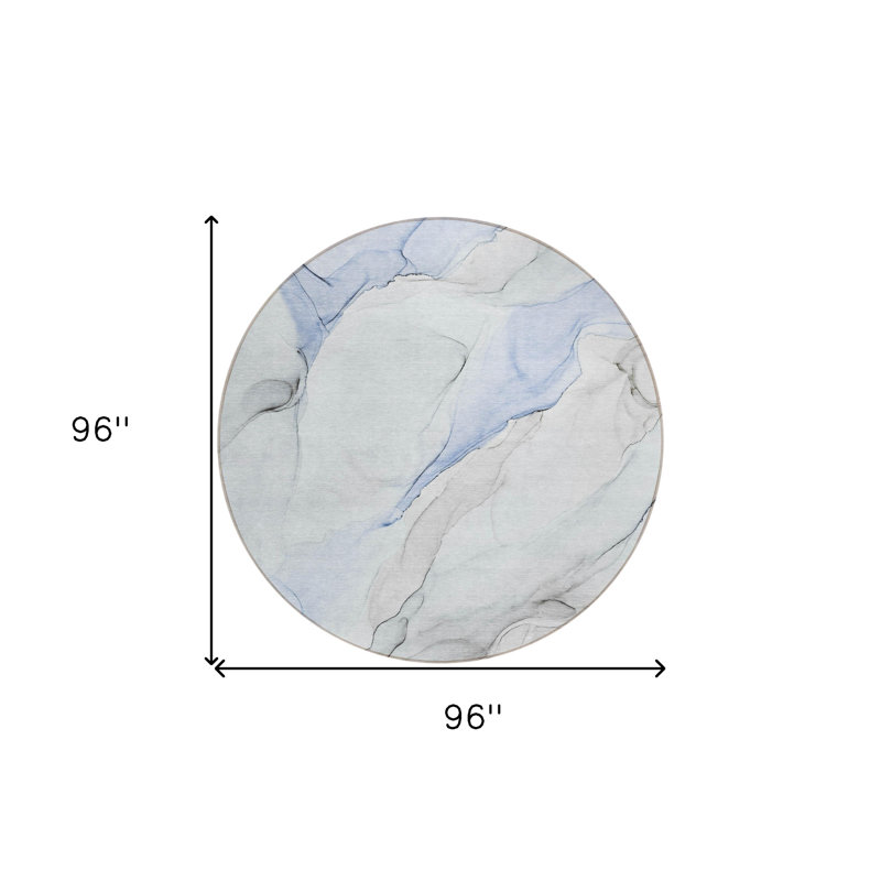 Tapis extérieur rond lavable et antidérapant rond ivoire et gris de 8 pi