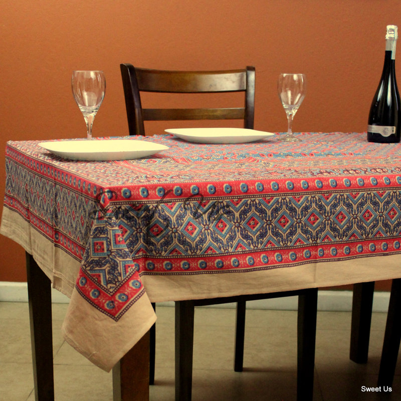 Nappe en coton pour salle à manger, Rouge, 104 po x 88 po