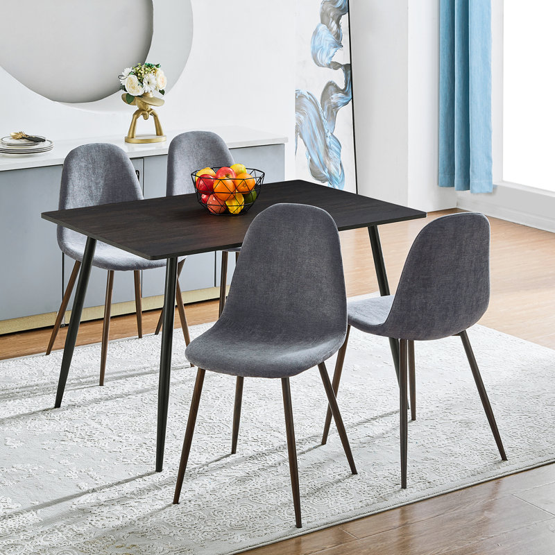 Delfinia Upholstered Side Chairs, Fabric Sepia, Black