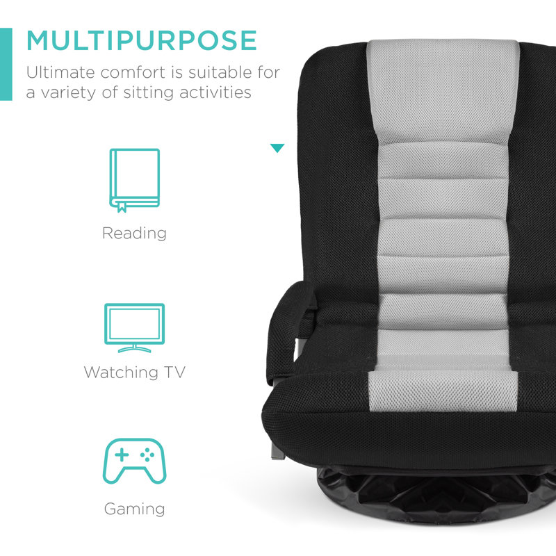 Black and Gray Swivel Gaming Floor Chair with Armrests