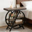 Table de chevet industrielle à 4 étagères, grand espace pour les magazines, structure en métal noir mat et surface gris rustique, idéale pour une décoration de style bord de mer