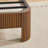 Brown finish MDF bed frame for Full XL size bedroom use, modern wavy design with storage headboard and built-in charging station-1516614035