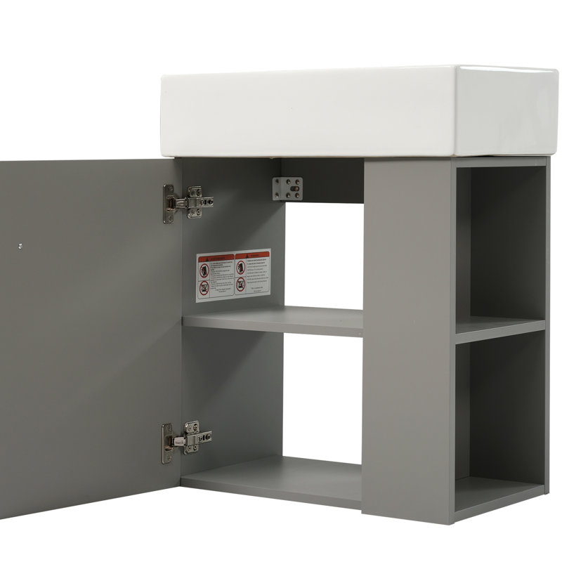 Meuble-lavabo flottant 21,6 po Modern, Gris