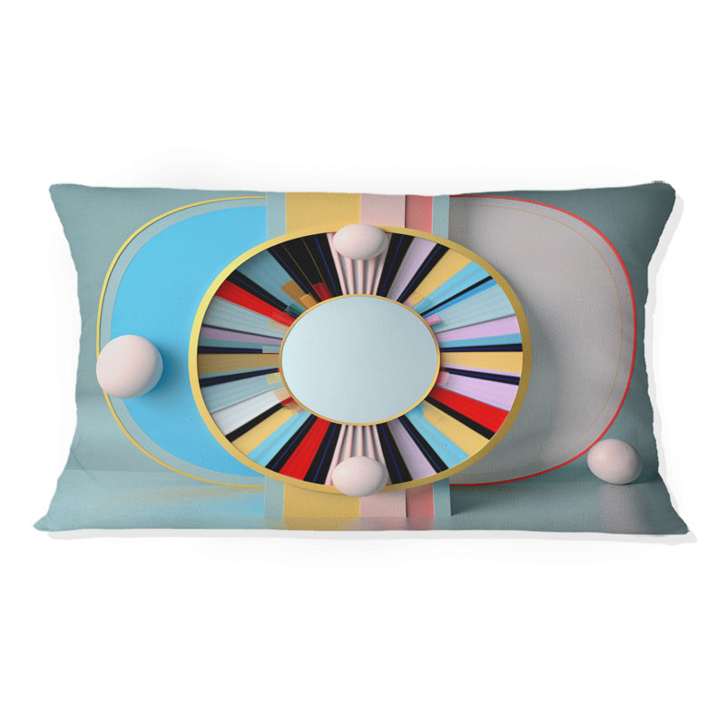 Coussin circulaire aux tons pastel I - Coussin décoratif à imprimé géométrique abstrait