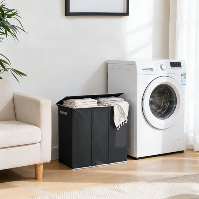 180L Triple-Bag Laundry Hamper With Lid, Extra-Large Clothes Basket With Strong Handles, Bedroom Or Laundry Room Organizer