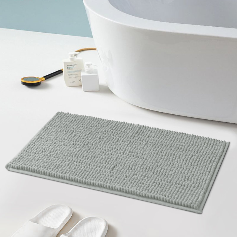 Tapis de bain super doux et absorbant antidérapant, L 24 po x l 16 po, Gris clair