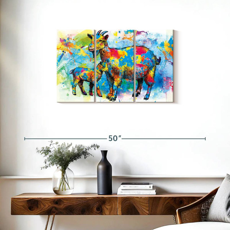 Goats Paint Splash, H 20 po x l 33 po
